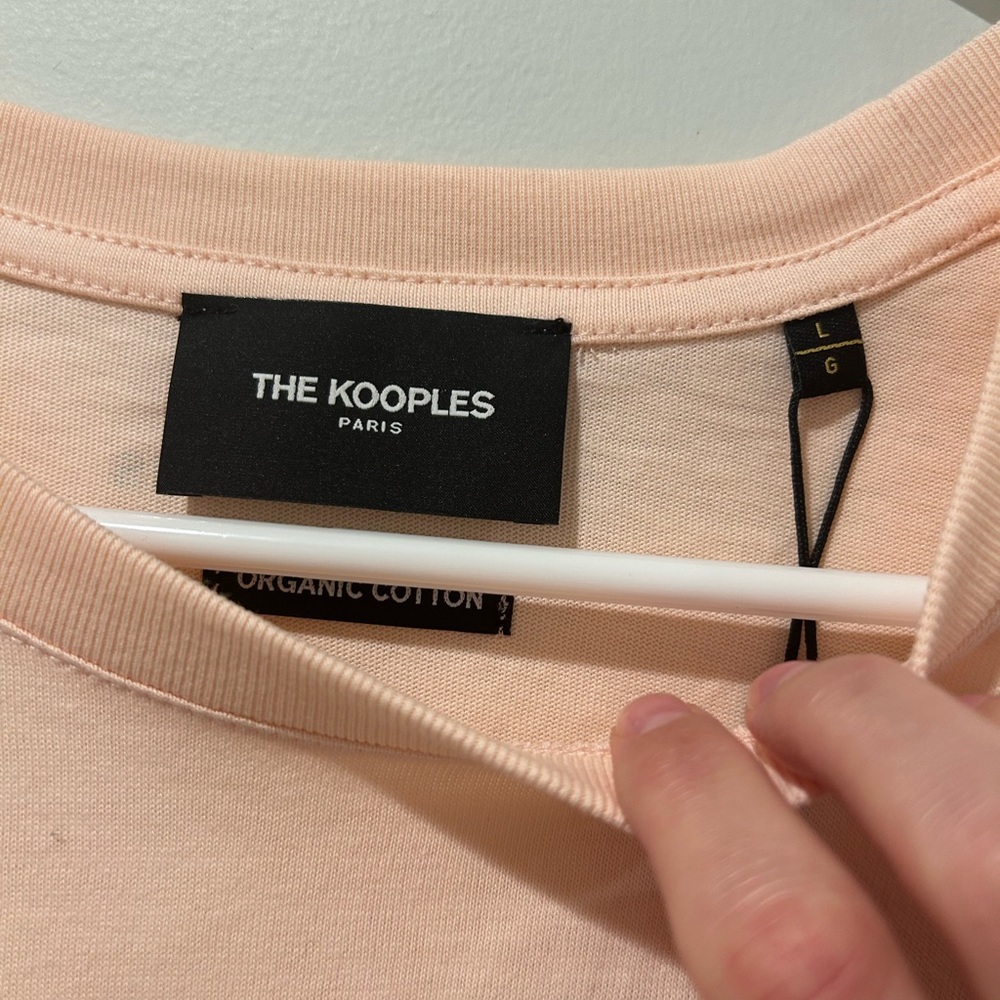 The Kooples 100% Cotton Pink Embroidered Skull T-Shirt Size L - Picture 4 of 9